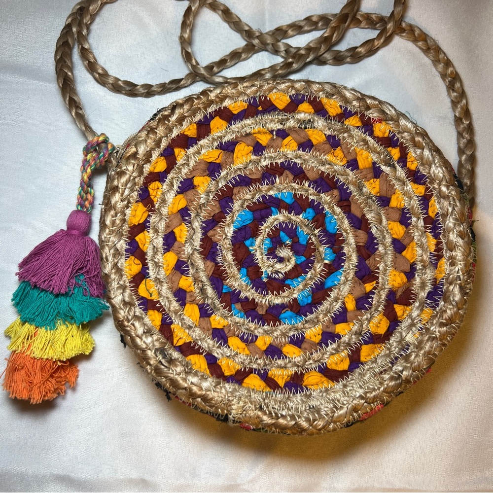Shiraleah Multicolor Woven Round Boho Crossbody Bag - Picture 2 of 11